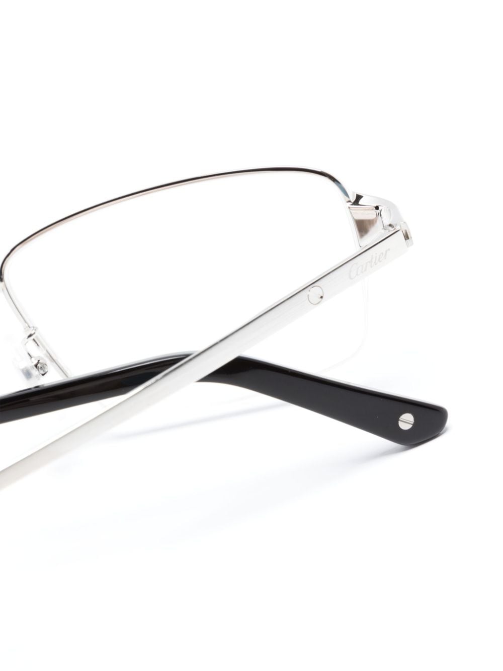 Shop Cartier Square-frame Optical Glasses In Silver