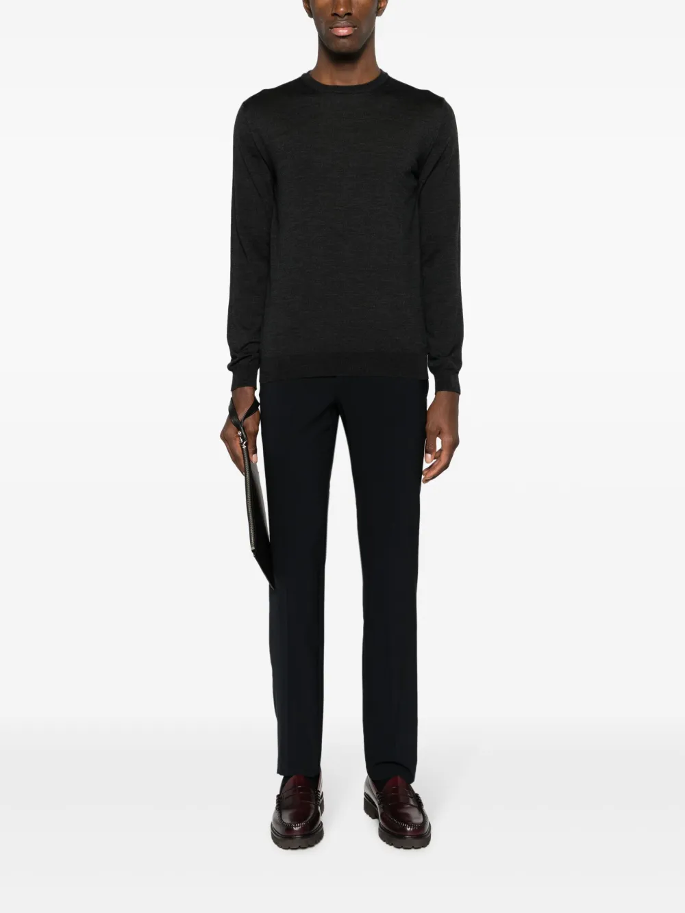 Emporio Armani skinny-cut virgin wool blend trousers - Blauw