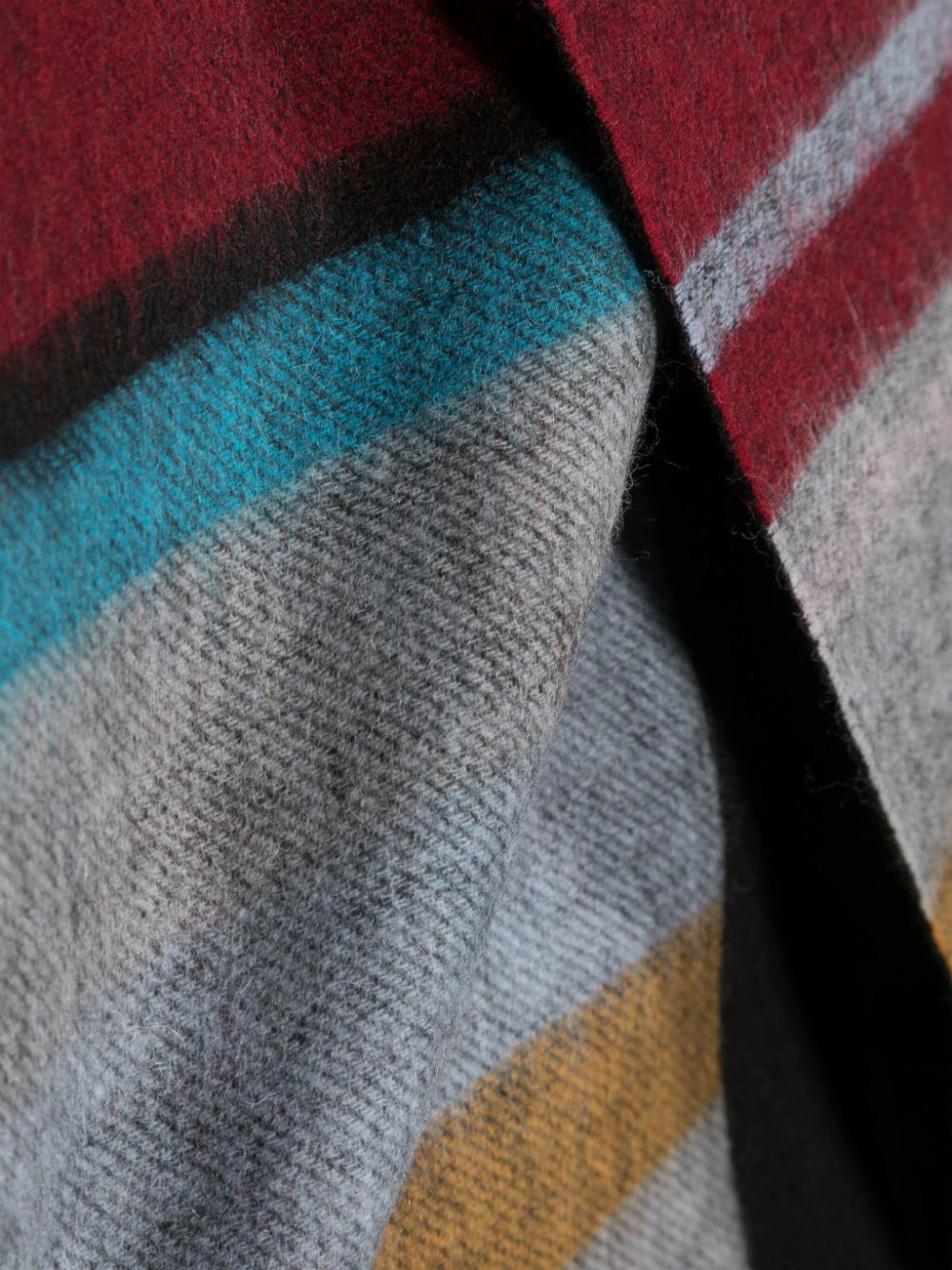 Shop Paul Smith Striped Fringed Scarf In Grey