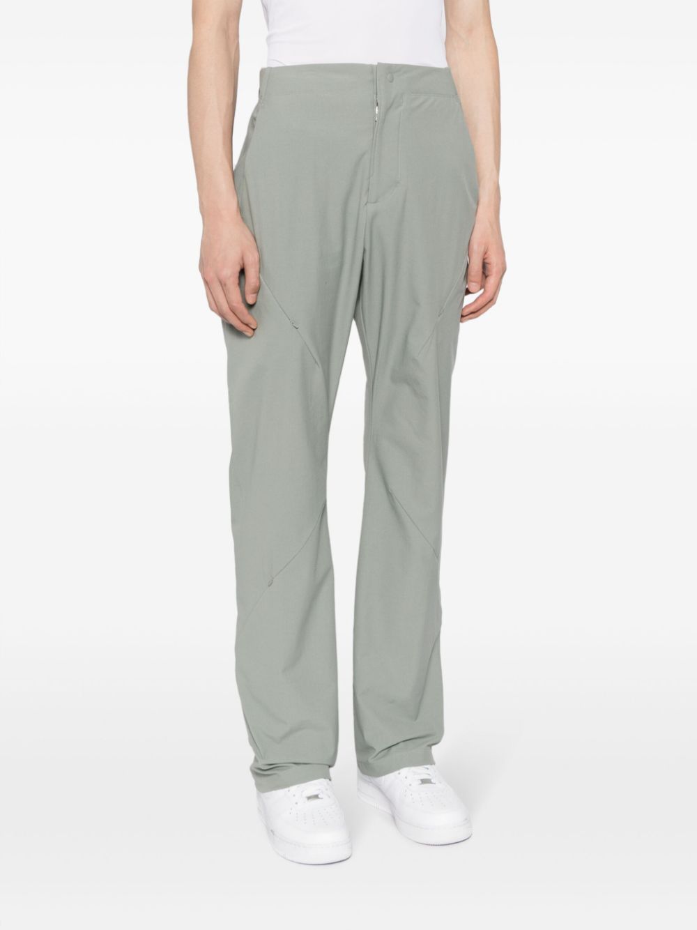 Shop Post Archive Faction Zip-detail Straight-leg Trousers In Green