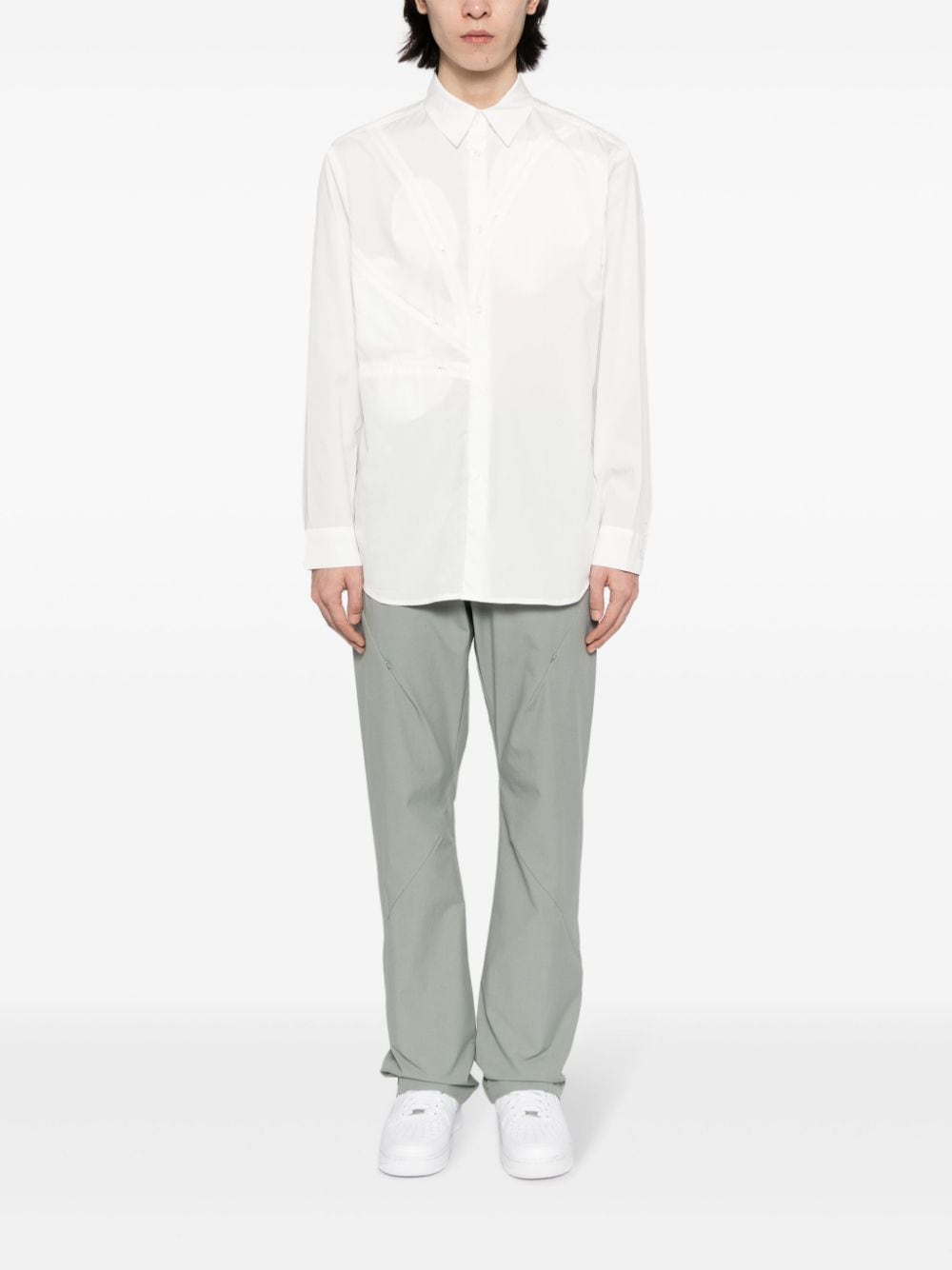 Shop Post Archive Faction Zip-detail Long-sleeve Shirt In White