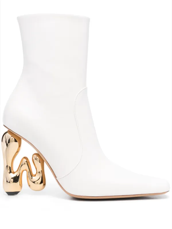 JW Anderson 120mm Sculpted-heel Leather Boots in White
