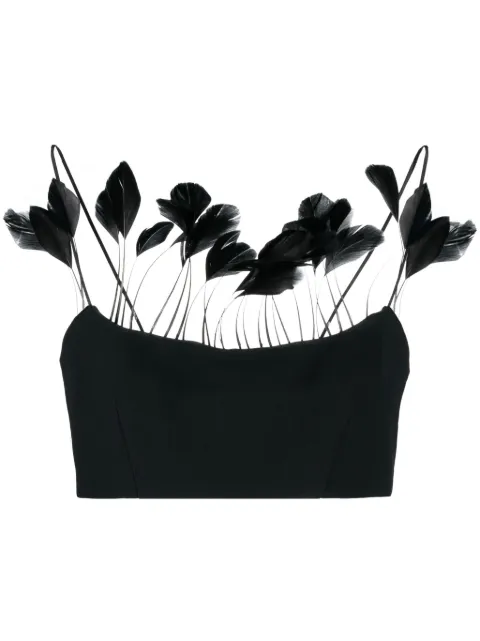 Nuè Phoenix feather-trim wool-blend top