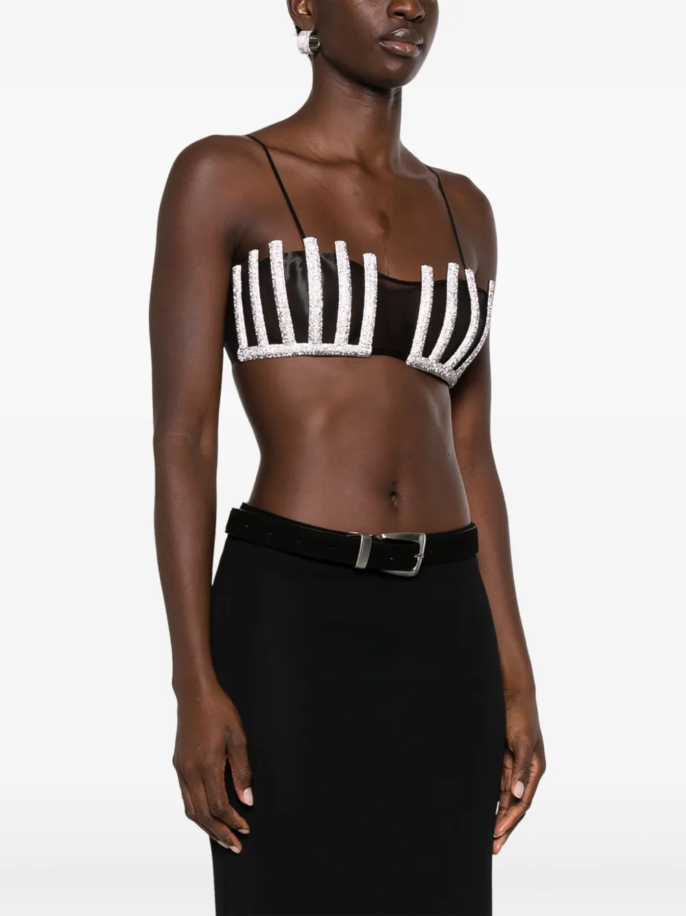 Nué Lotus Top With Rhinestones In Black