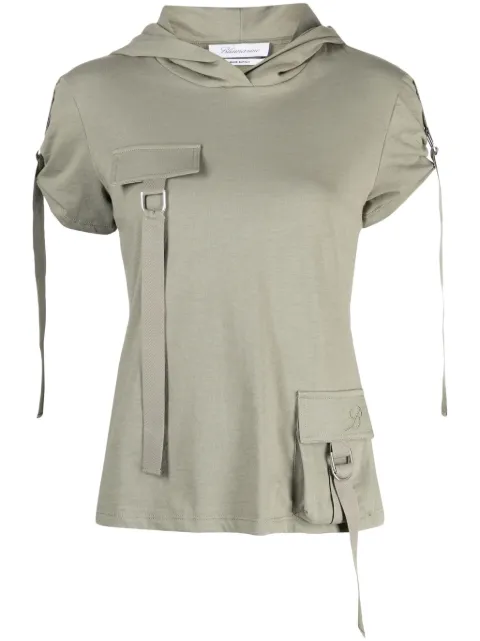 Blumarine cargo-pocket hooded cotton T-shirt