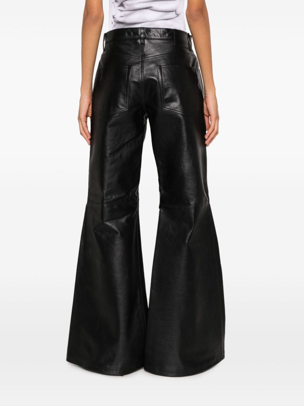 Shop R13 Mid-rise Flared Leather Trousers In Black