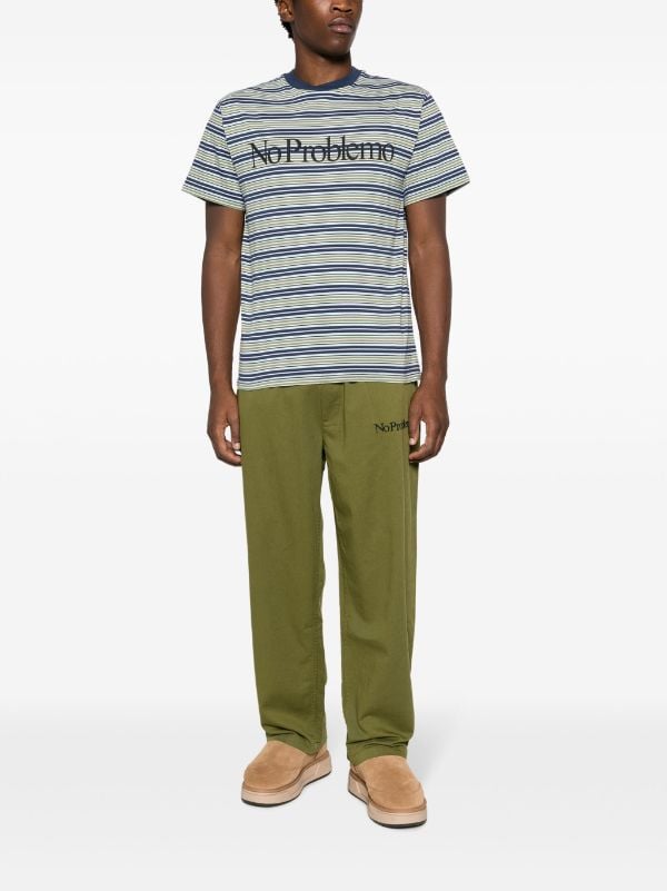 Aries No Problemo Striped Cotton T-shirt - Farfetch