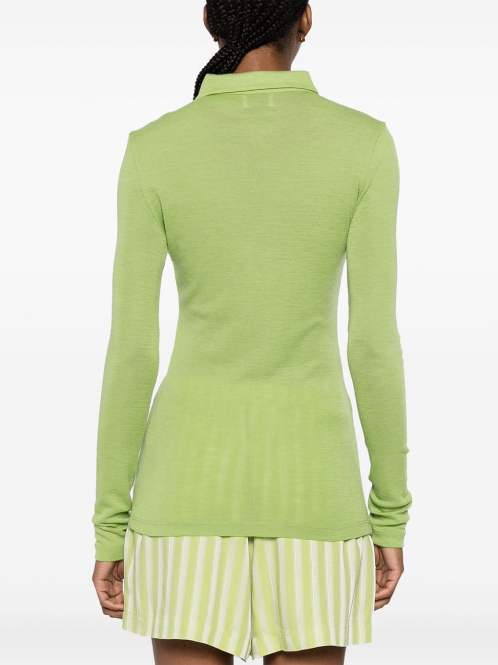 Shop Claudie Pierlot Long Sleeve Wool Cardigan In Green
