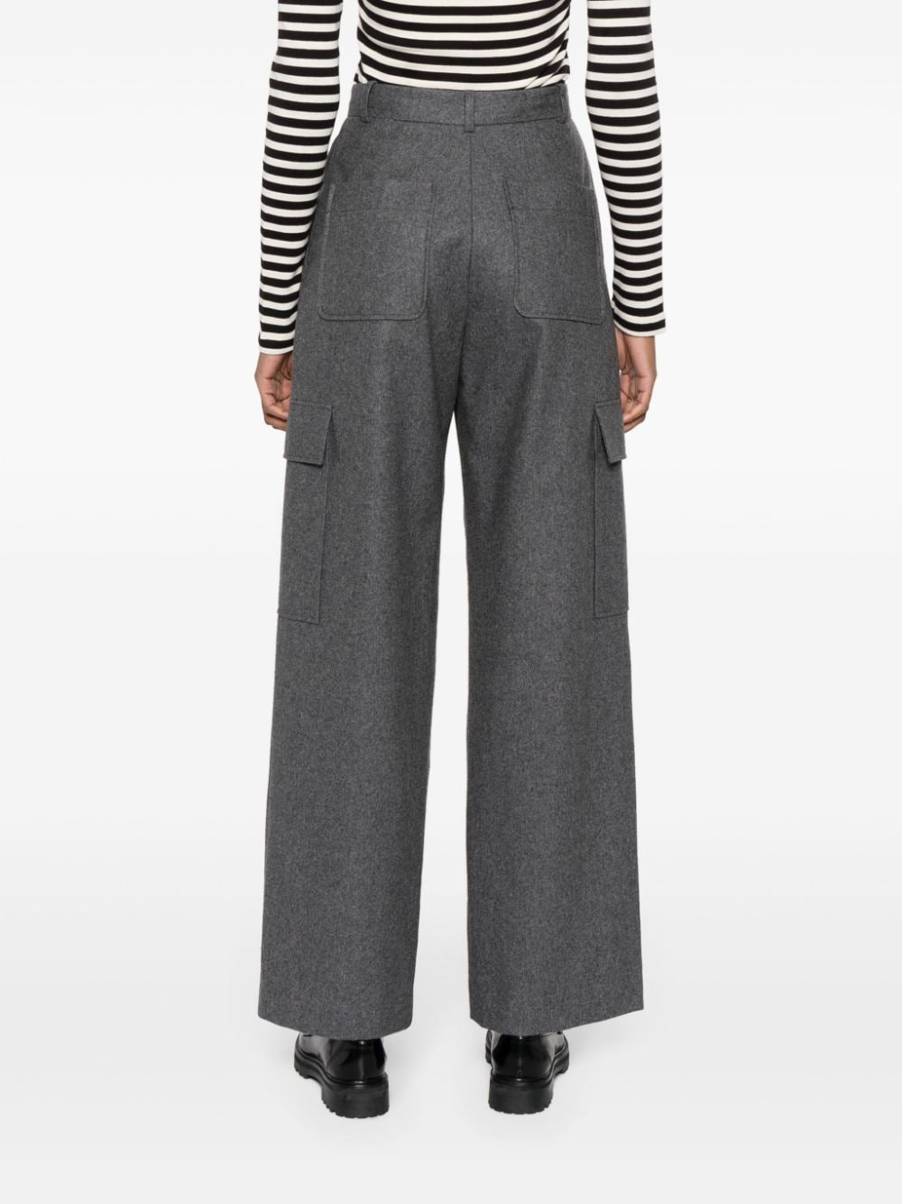 Shop Claudie Pierlot Felted-effect Cargo Trousers In Grey