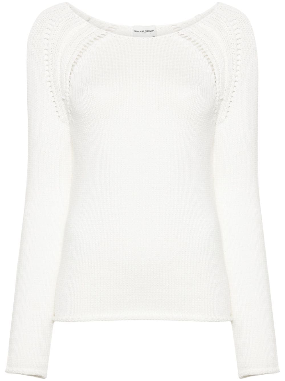 Claudie Pierlot Round-neck Chunky-knit Jumper In White