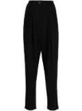 Eileen Fisher tapered-leg pleated silk trousers - Black