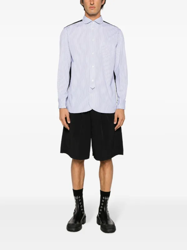 渡部 Junya Watanabe MAN Panelled Striped Cotton Shirt | White