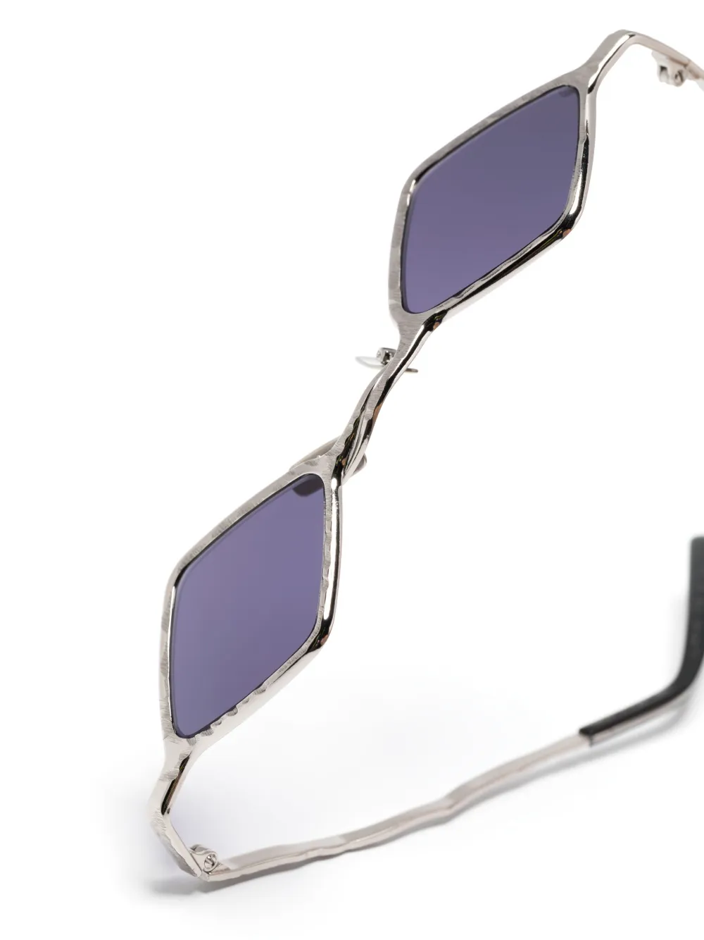 Kuboraum Sculpted-arms Geometric-frame Sunglasses In Silver