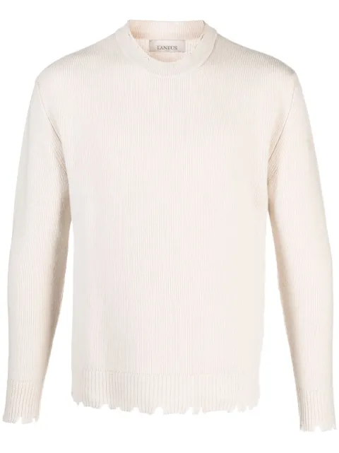 Laneus distressed crew-neck wool jumper