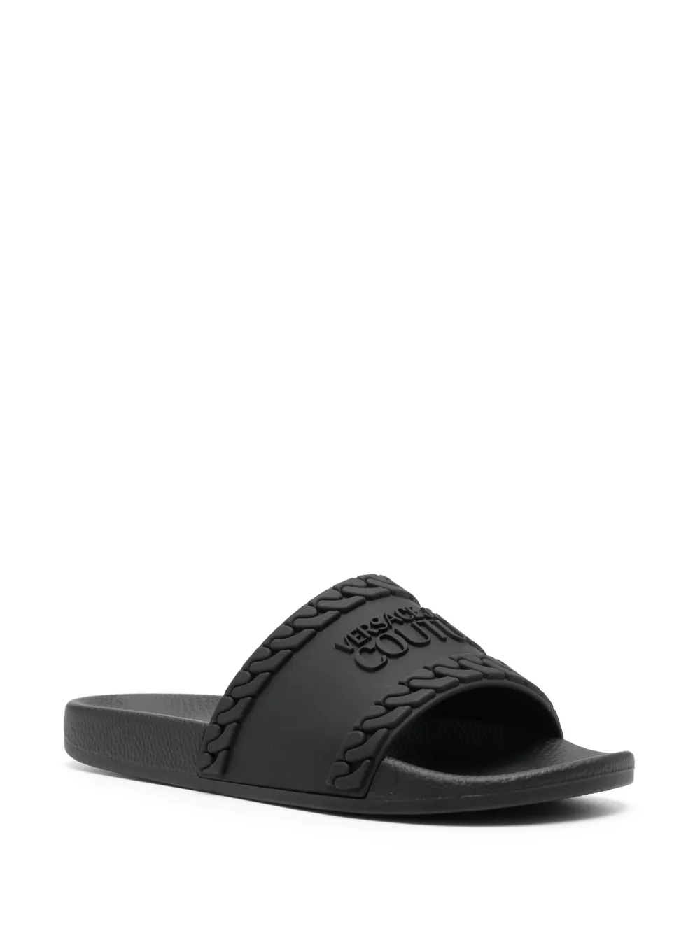 Versace Jeans Couture Shelly logo-embossed slides - Zwart