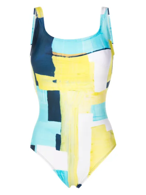 Lenny Niemeyer traje de baño con estampado abstracto y cuello redondo 