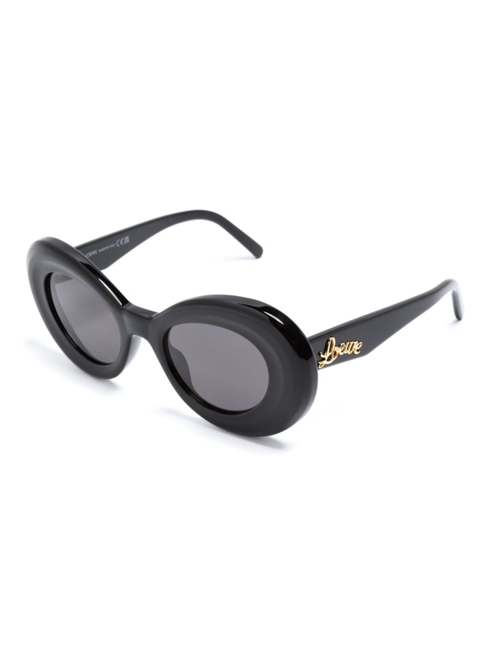 LOEWE logo-plaque round-frame sunglasses - Zwart