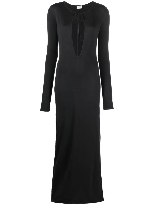 magda butrym maxi dress Crepe high leg maxi dress in black