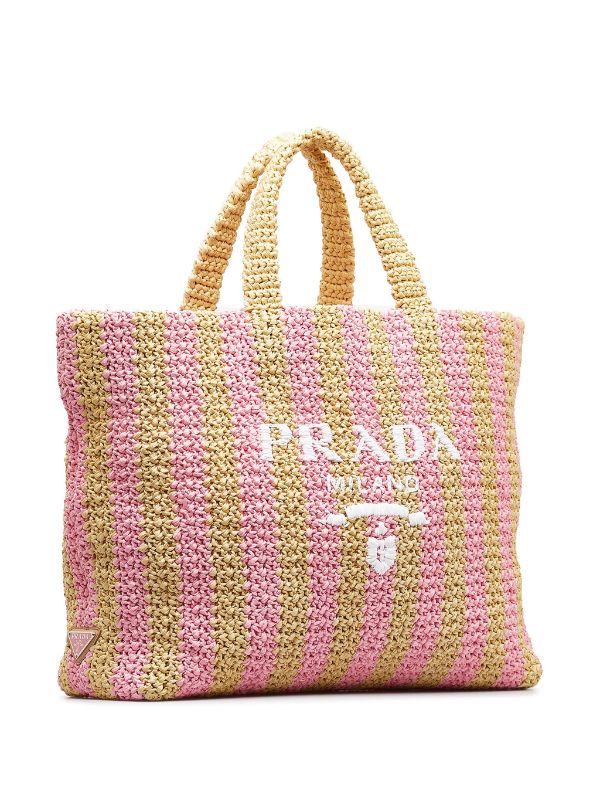 Prada triangle-logo Crochet Raffia Tote Bag - Farfetch