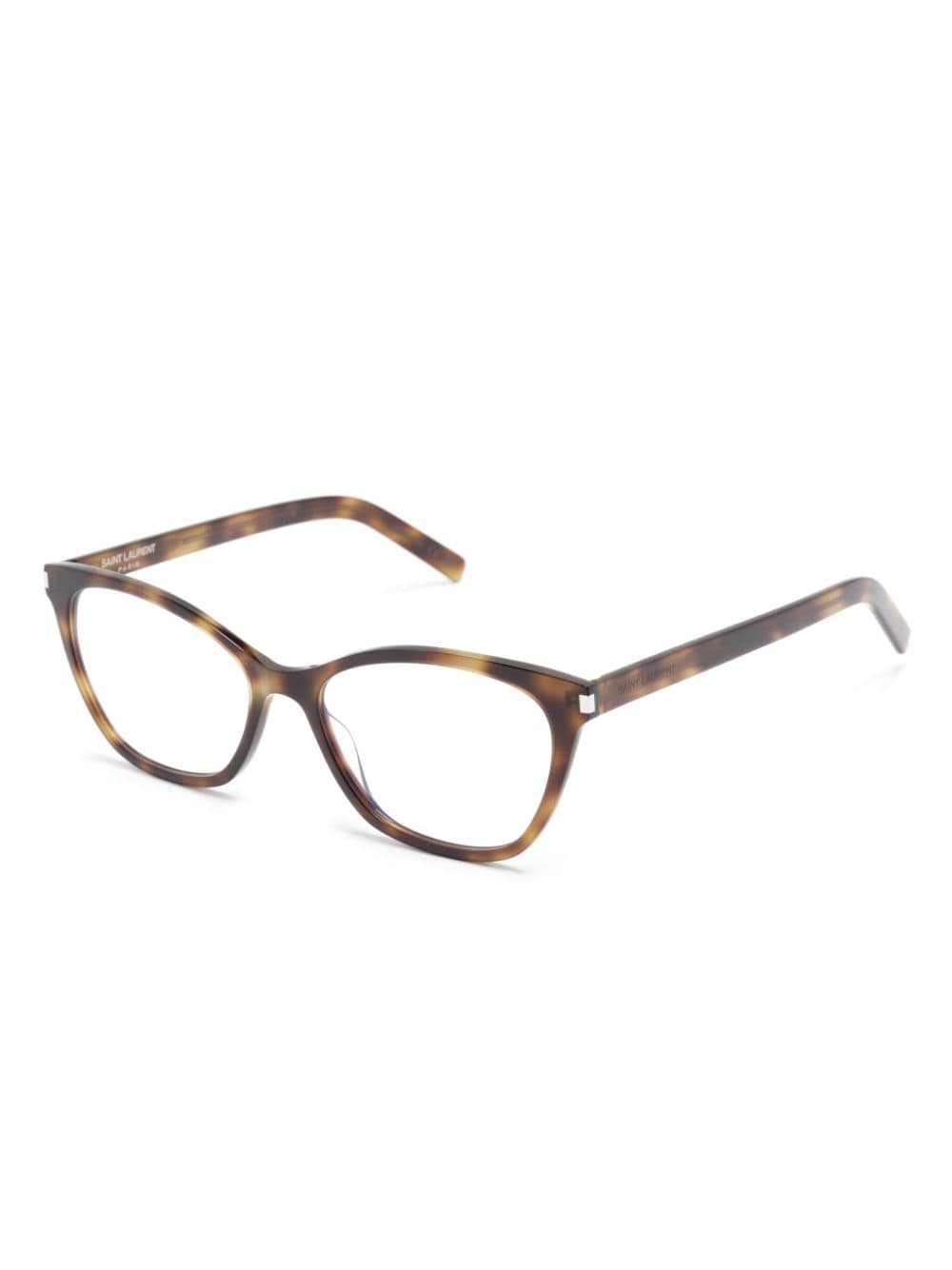 Shop Saint Laurent Sl 282 Slim Cat-eye Frame Glasses In Brown