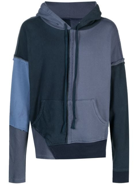 Greg Lauren tonal panelled hoodie