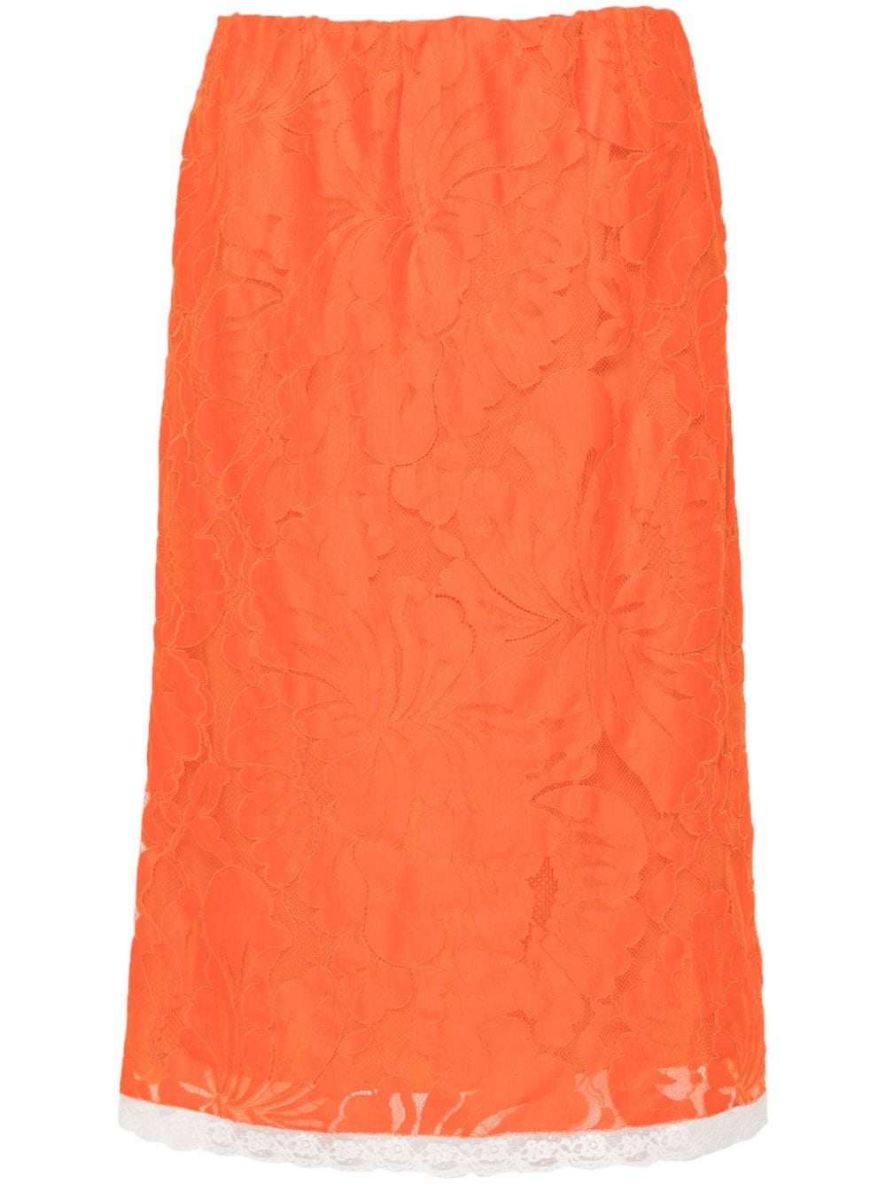 nº21 jupe mi-longue à appliques fleurs - orange