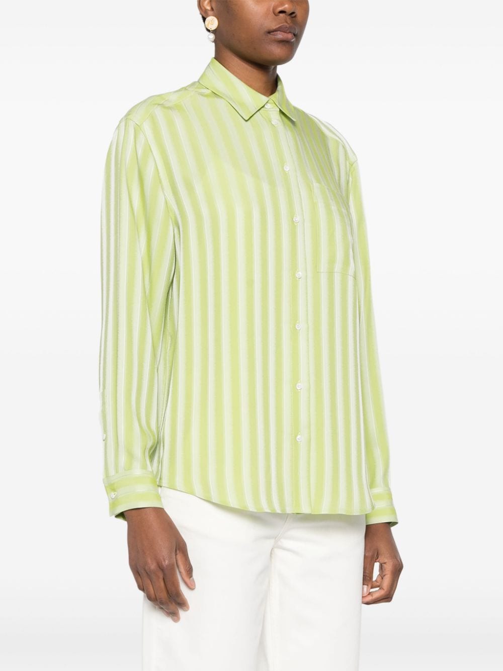 Shop Claudie Pierlot Stripped-pattern Shirt In Green
