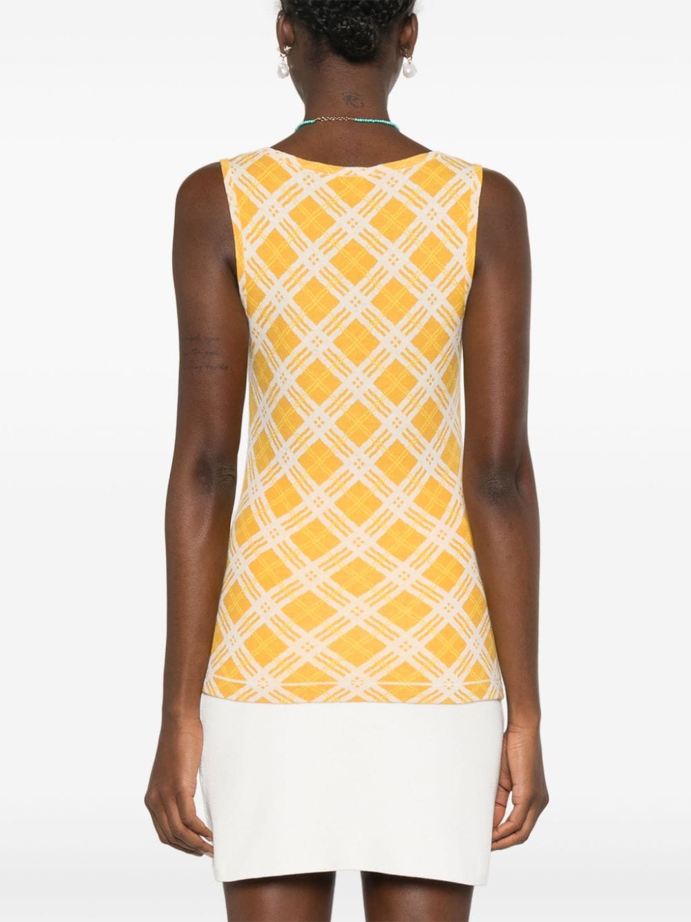 Shop Claudie Pierlot Check-pattern Knitted Top In Yellow