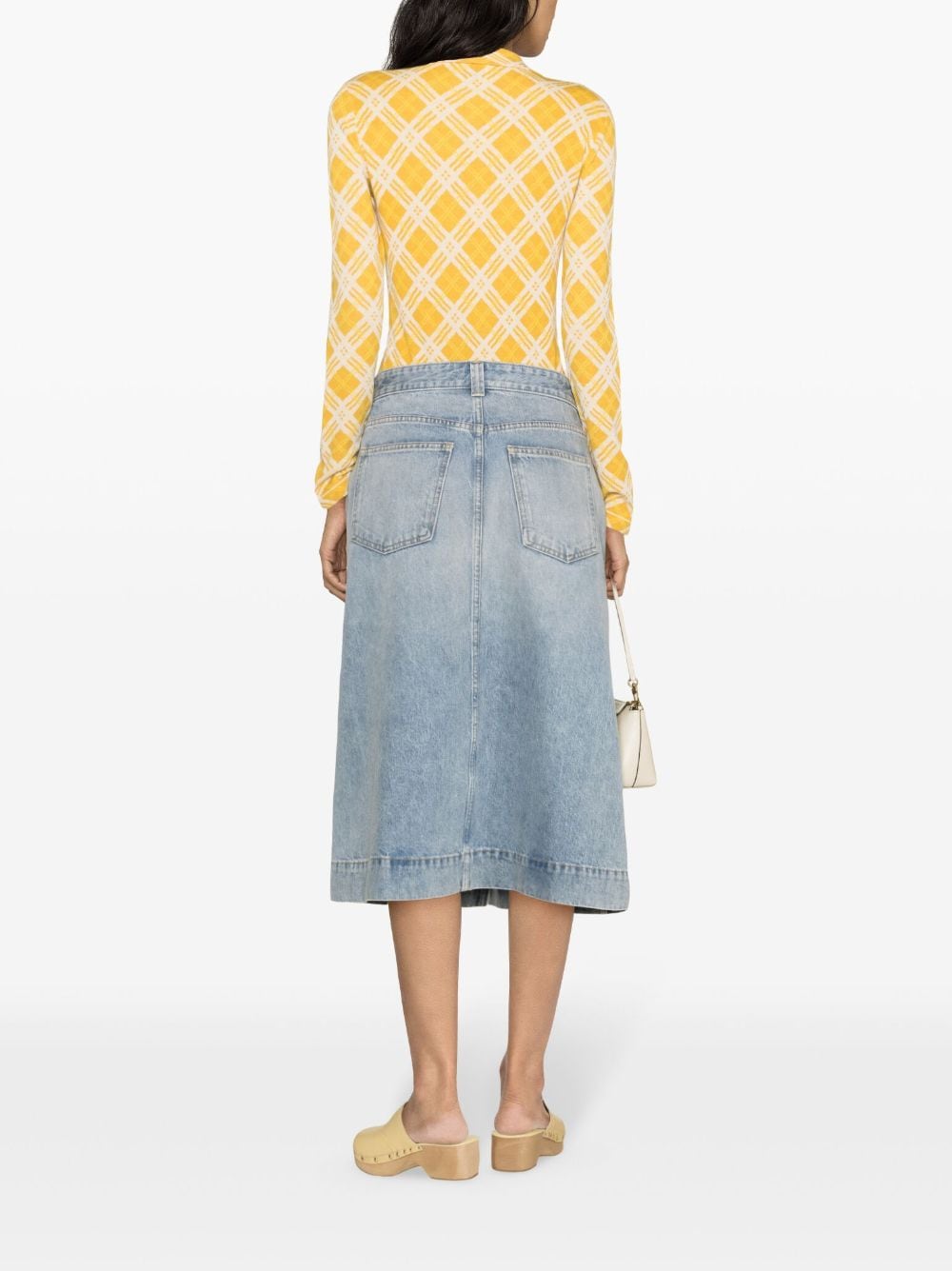 Shop Claudie Pierlot Checked-intarsia Buttoned Cardigan In Yellow