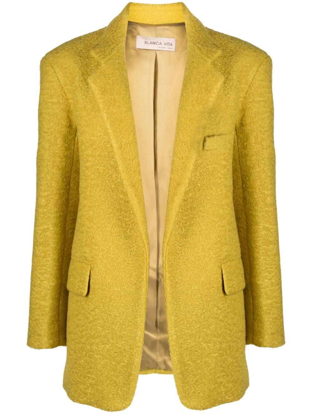 Shop Blanca Vita Gossypium Bouclé Blazer In Yellow