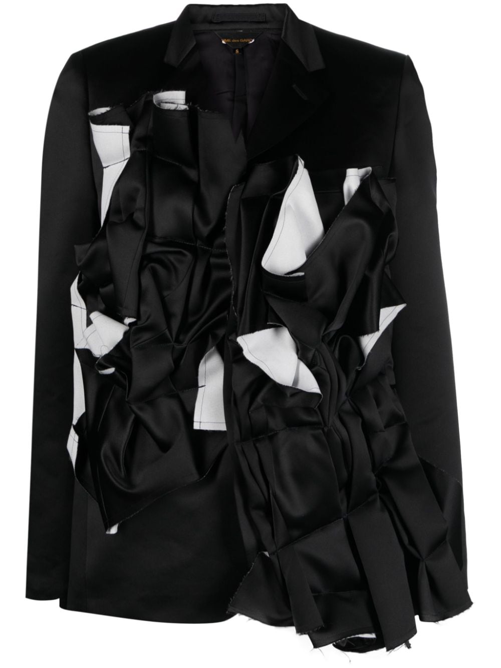 COMME DES GARÇONS RUFFLED-DETAIL SATIN-FINISH BLAZER