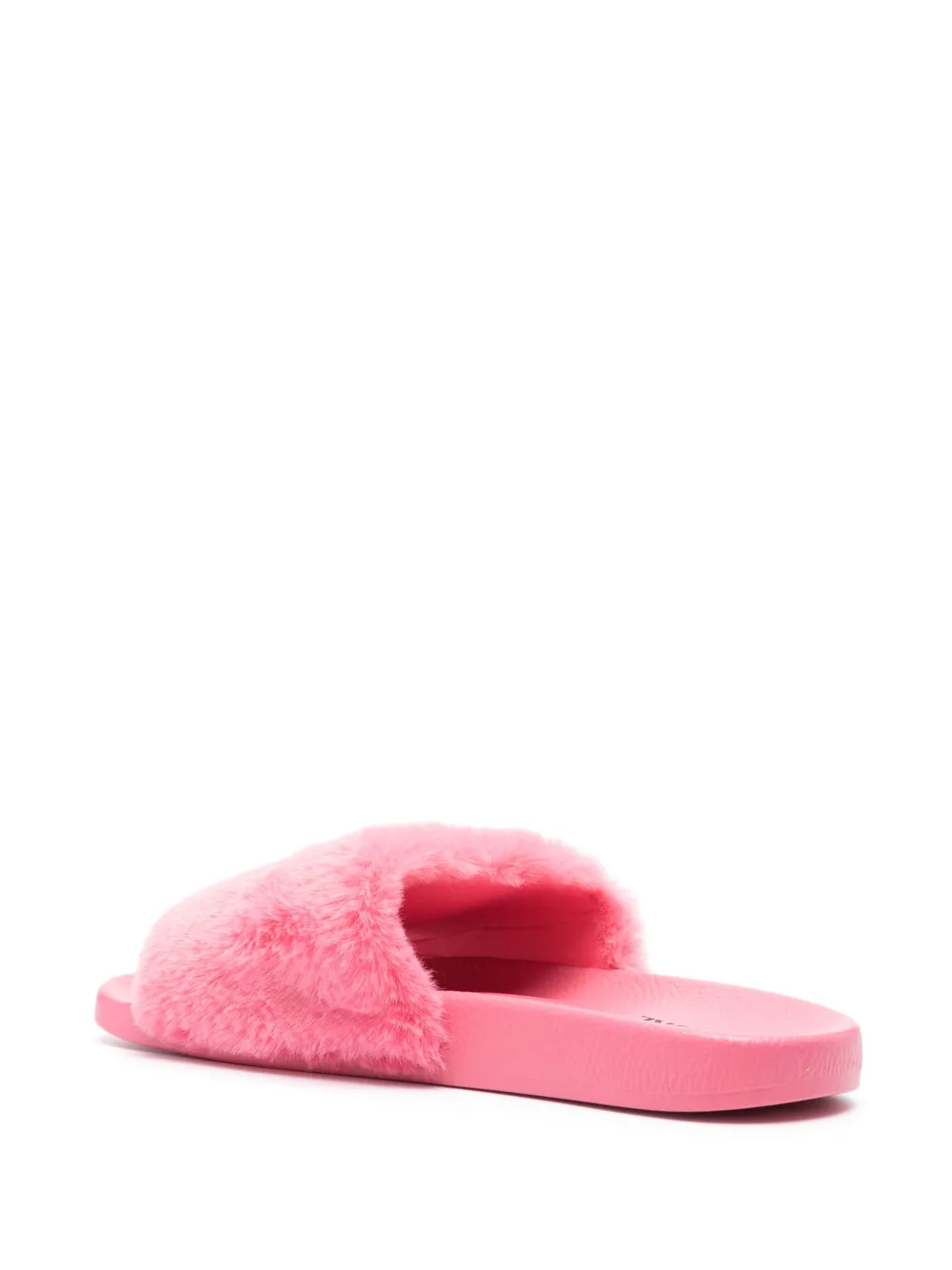 VERSACE JEANS COUTURE LOGO-PLAQUE FAUX-FUR SLIDES