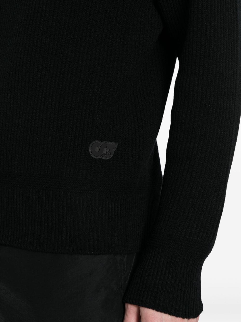 Shop Alpha Tauri Fenla Ribbed-knit Jumper In Black