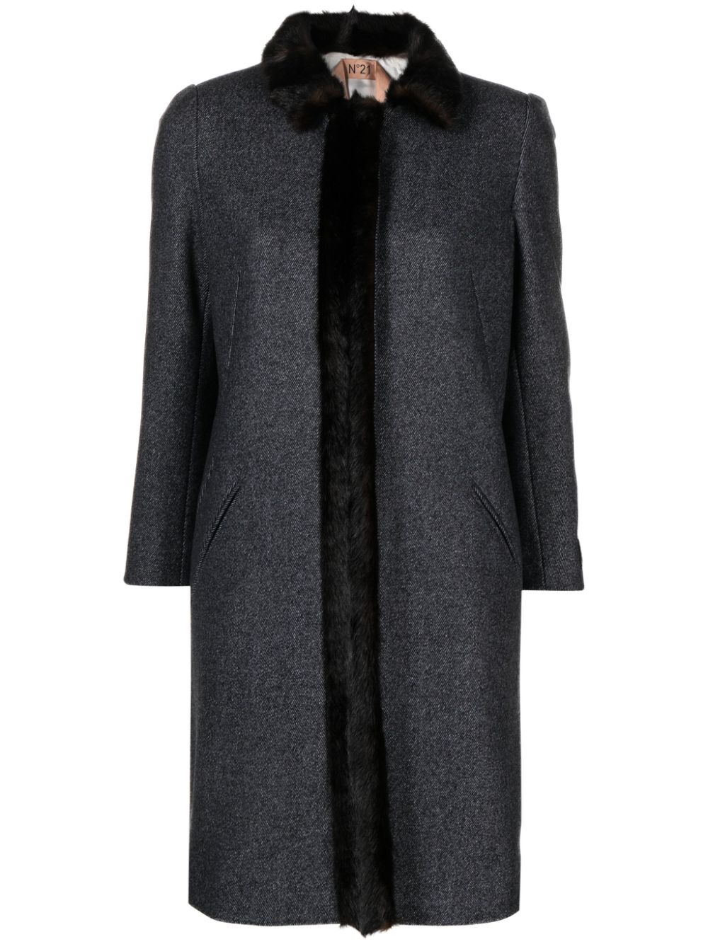 Nº21 faux-shearling midi coat - Grigio