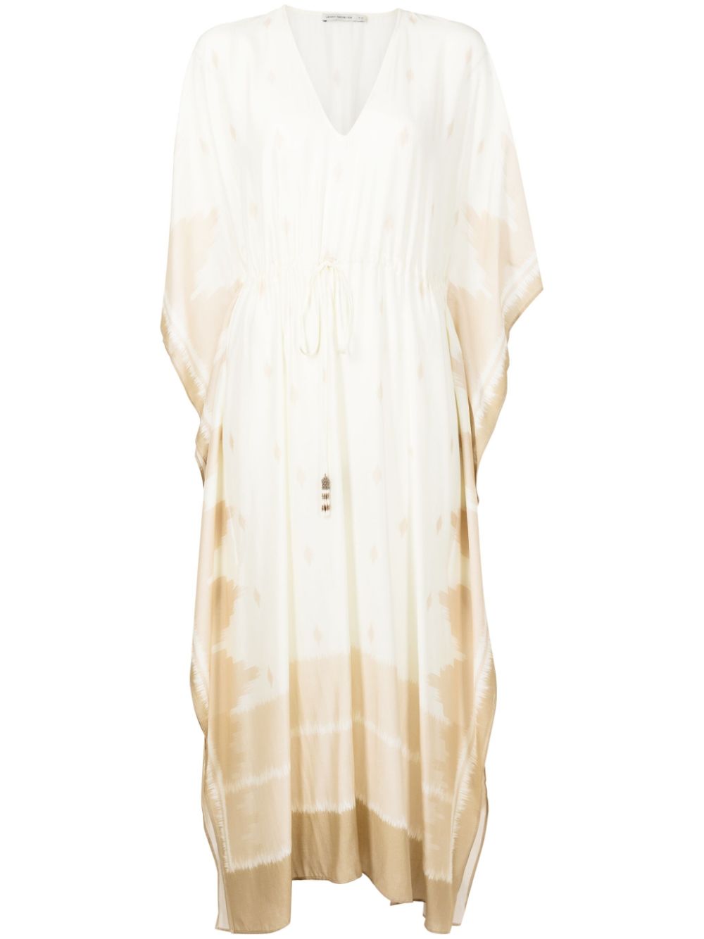 ikat-pattern faded kaftan midi dress