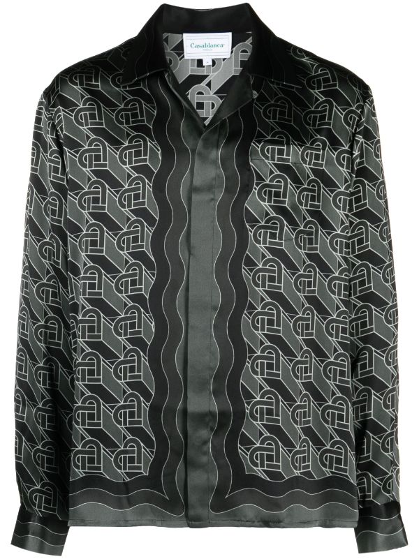 Versace Monogram Silk Pajama Top - Farfetch