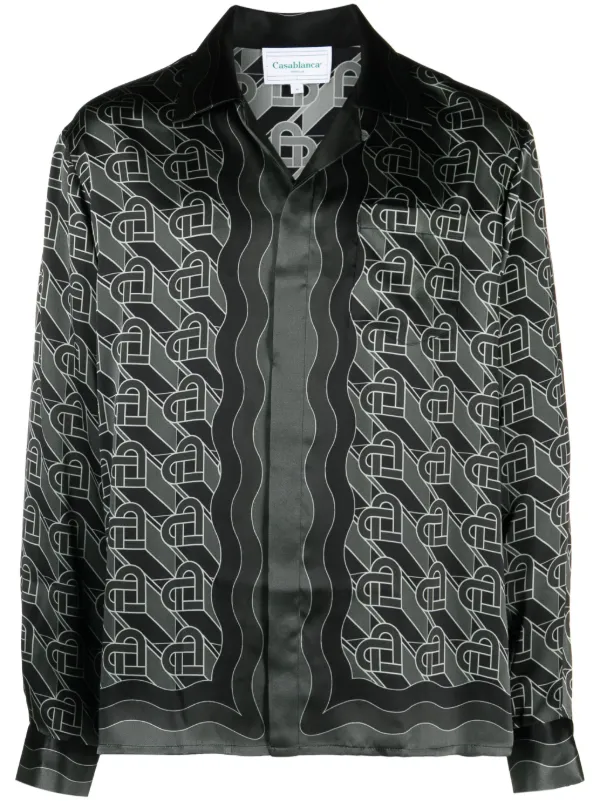 Casablanca Heart Monogram-print Silk Shirt - Farfetch