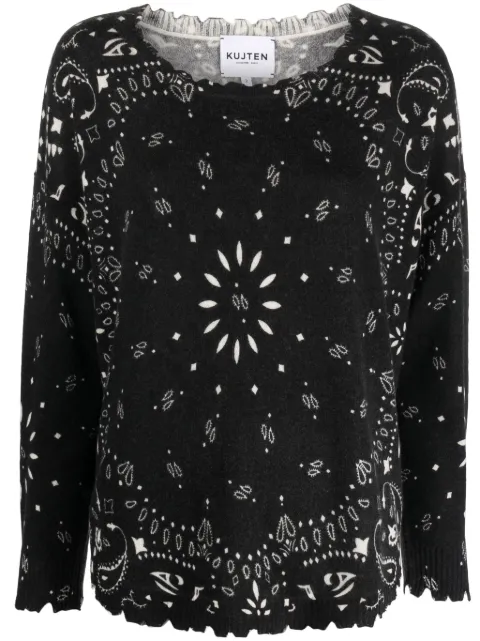 kujten Mela bandana-print cashmere jumper
