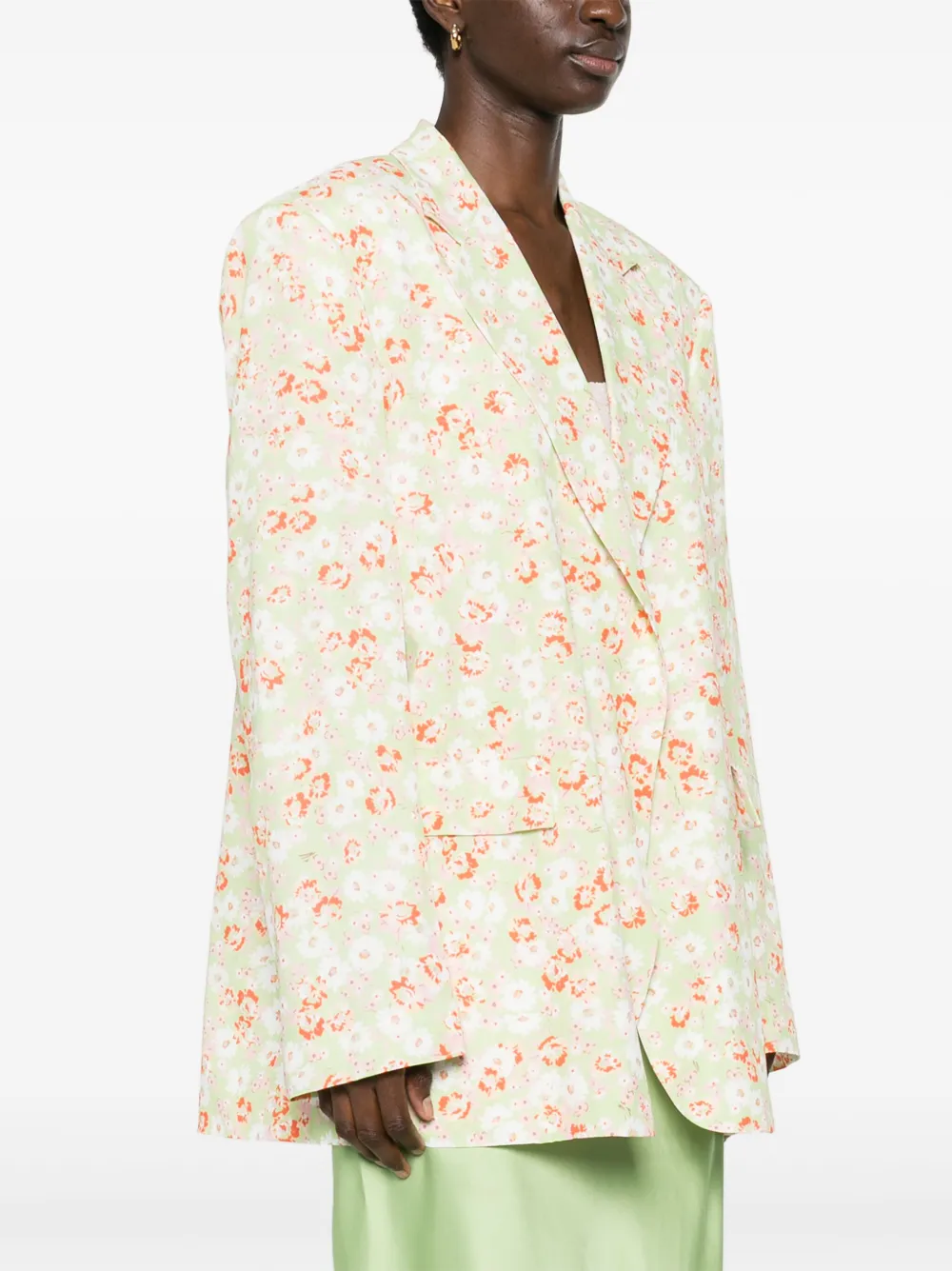 Shop N°21 Floral-print Crepe Blazer In Green