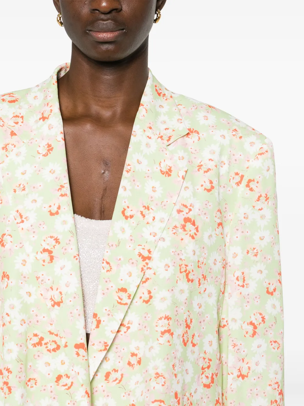 Shop N°21 Floral-print Crepe Blazer In Green