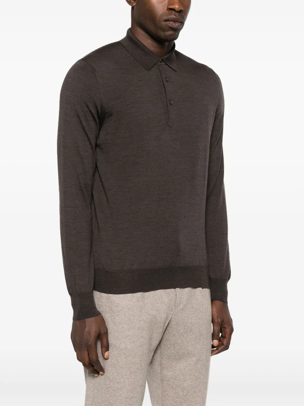 Tagliatore Poloshirt met knoopsluiting Bruin