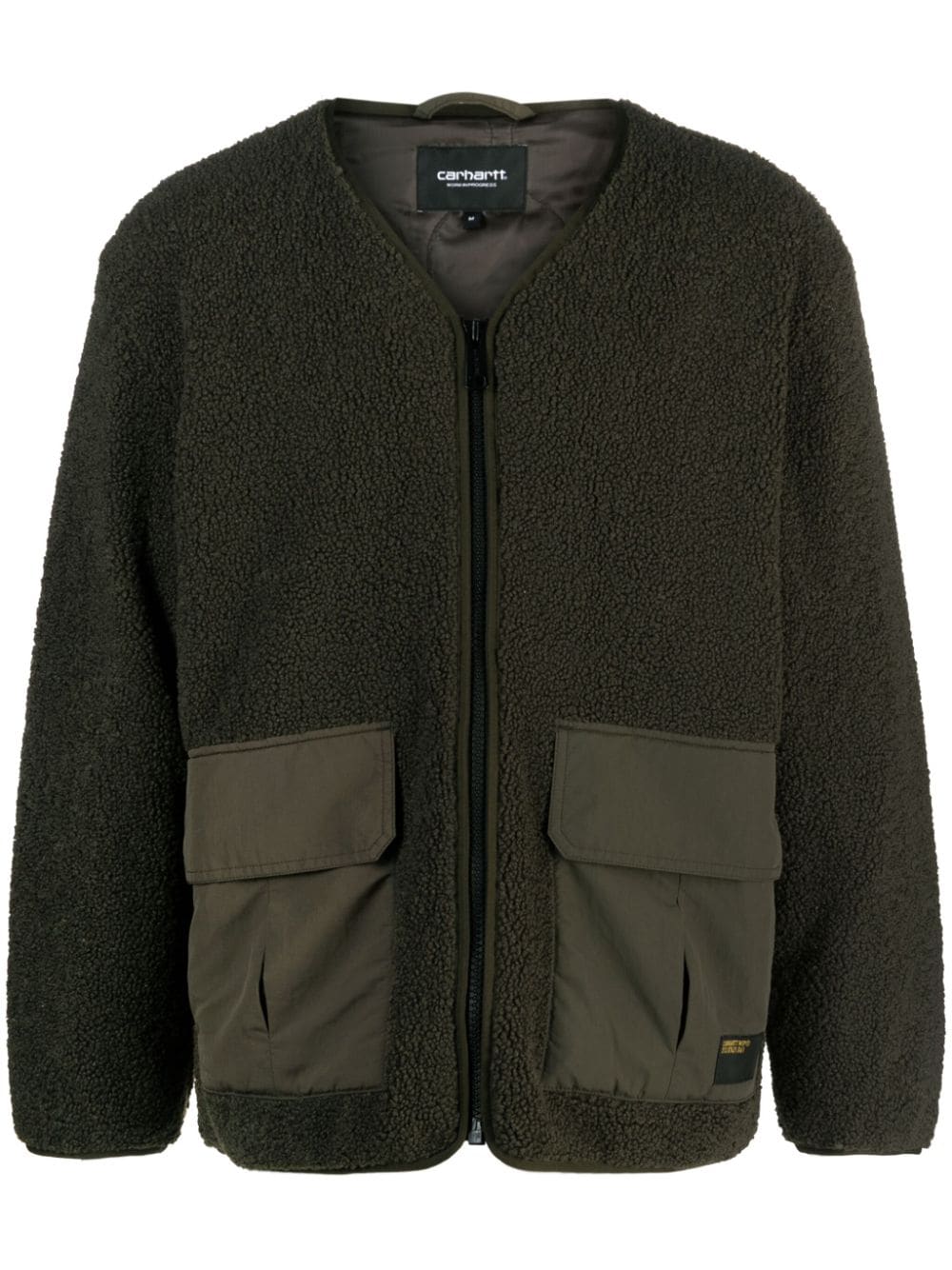 Shop Carhartt Devin Liner Panelled Fleece Jacket In Green