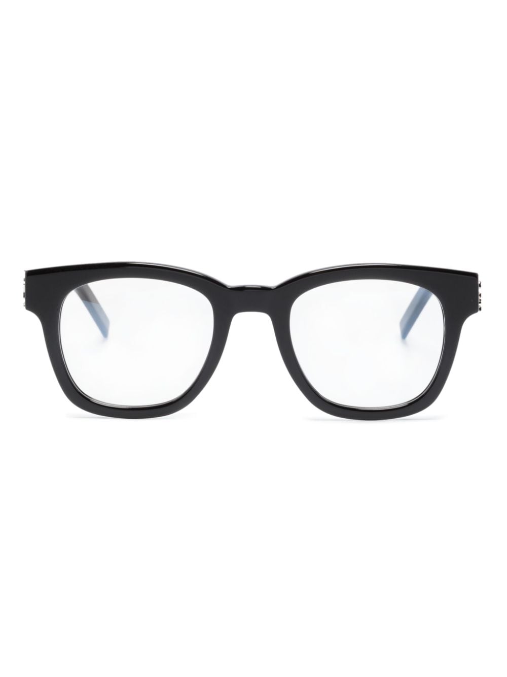 Saint Laurent Logo-plaque Square-frame Glasses In Black