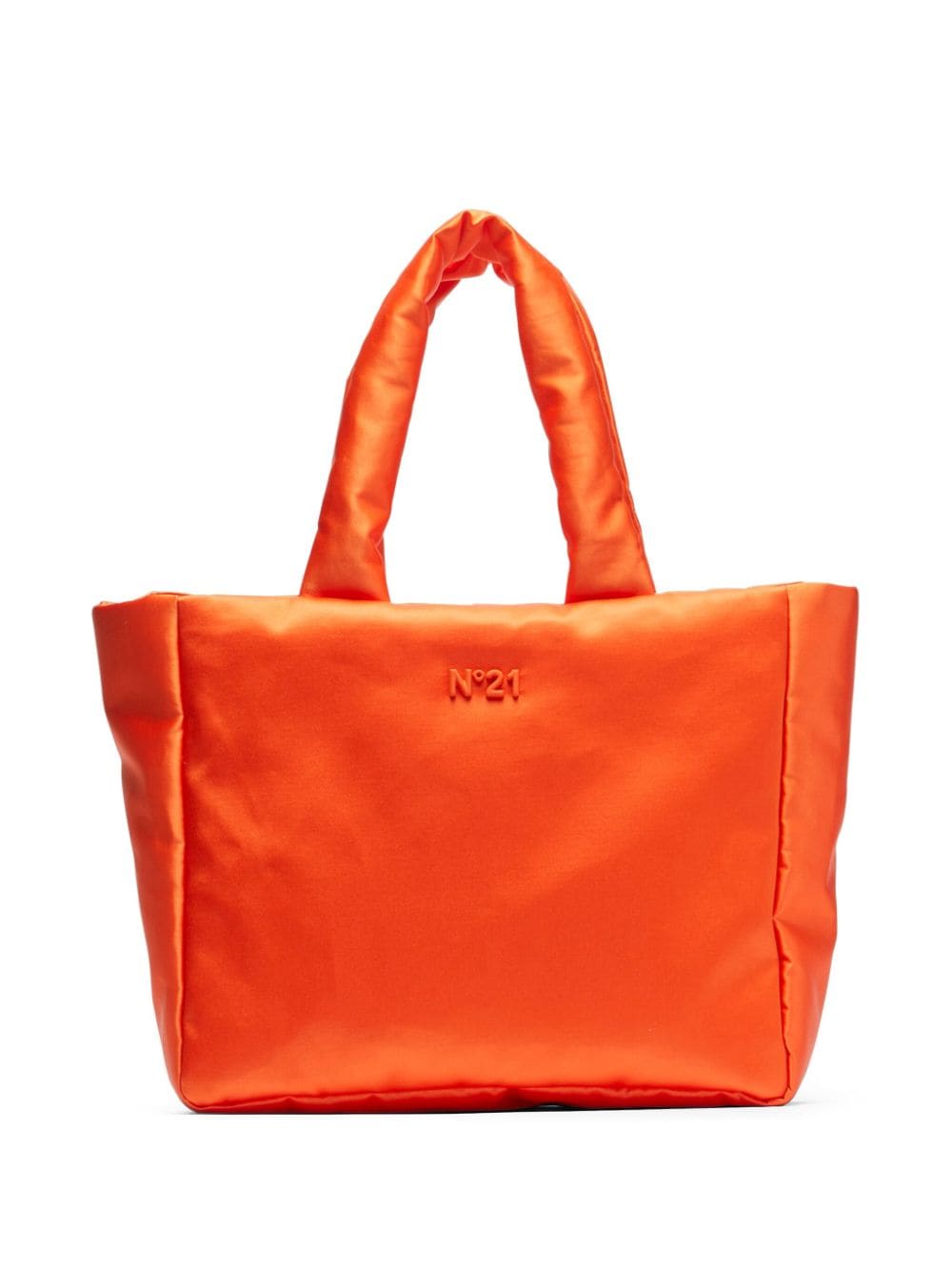 N°21 Puffy Satin Tote Bag In 橘色