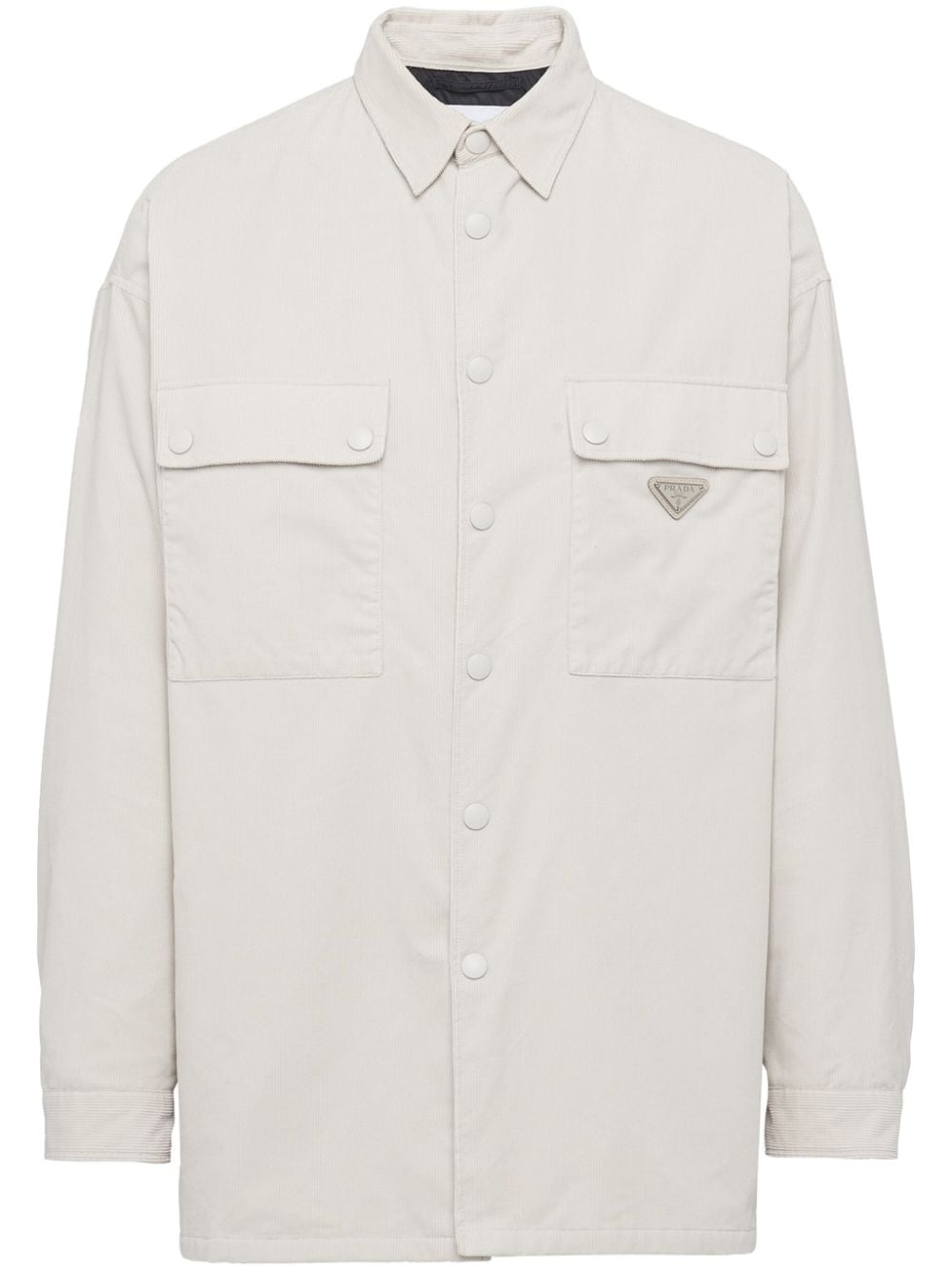 Prada triangle-logo pinwale-corduroy shirt - Neutrals