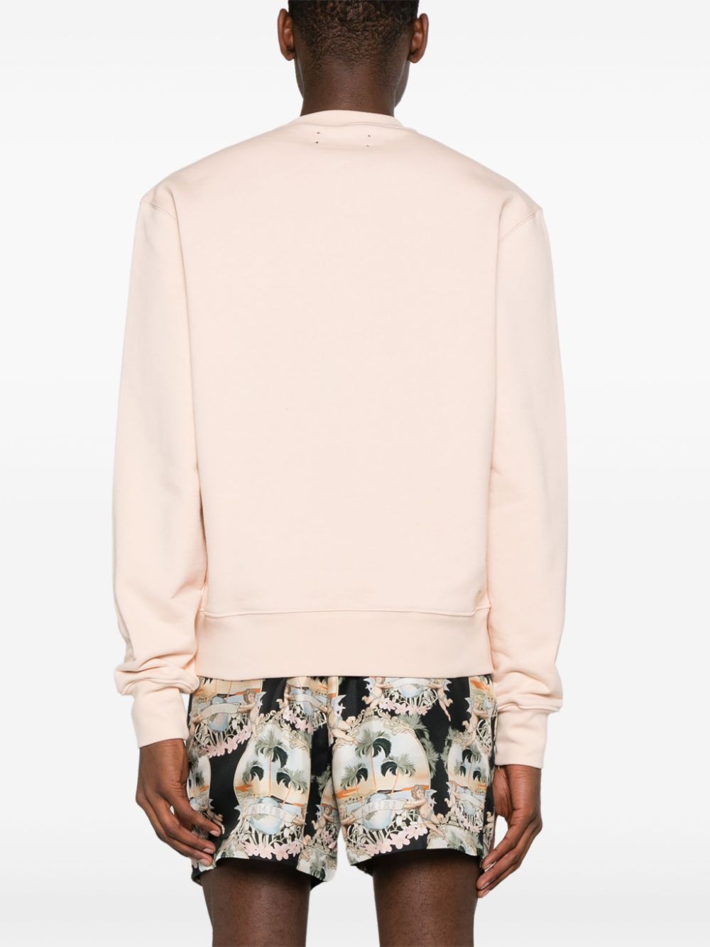 Shop Amiri Rubberised-logo Cotton Sweatshirt In Neutrals