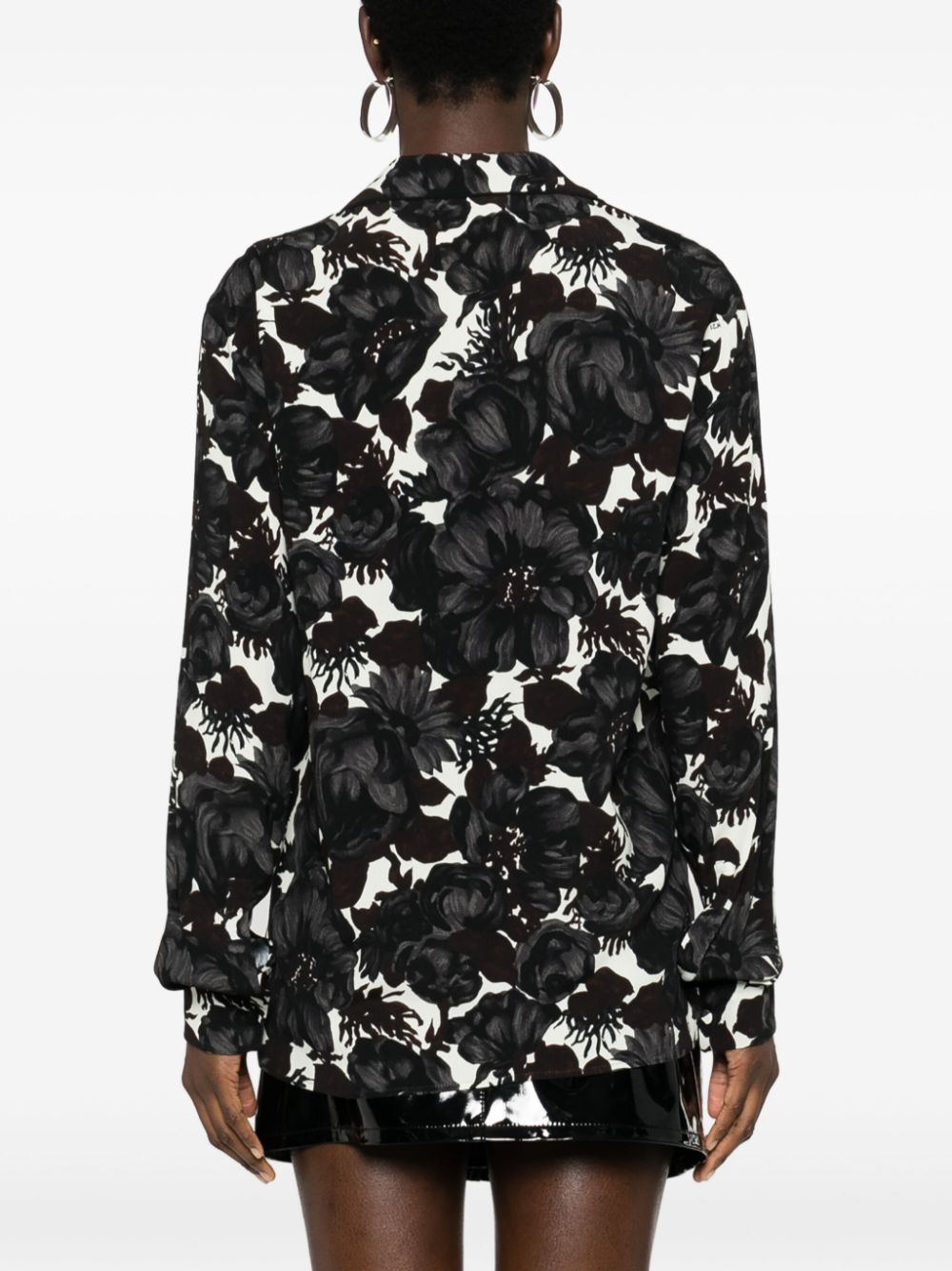 Shop N°21 Floral-print Crepe Shirt In Black