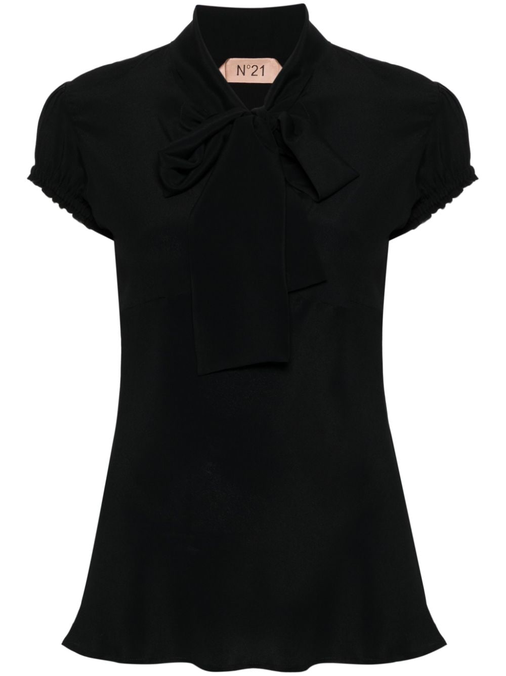 N°21 Crepe Short-sleeved Blouse In Black