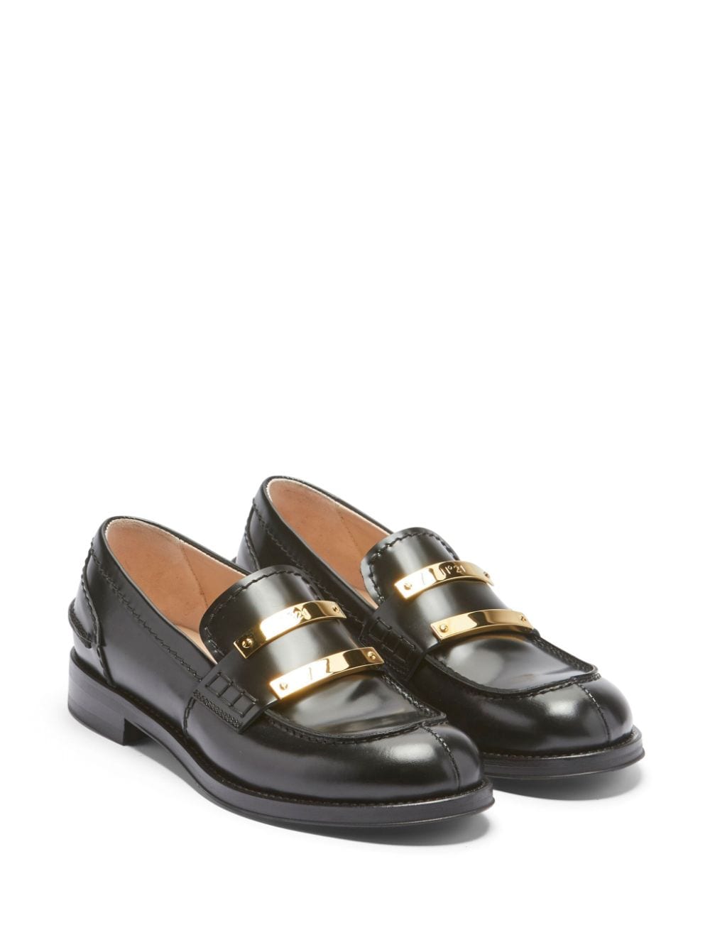 Shop N°21 Logo-plaque Panelled Loafers In Black