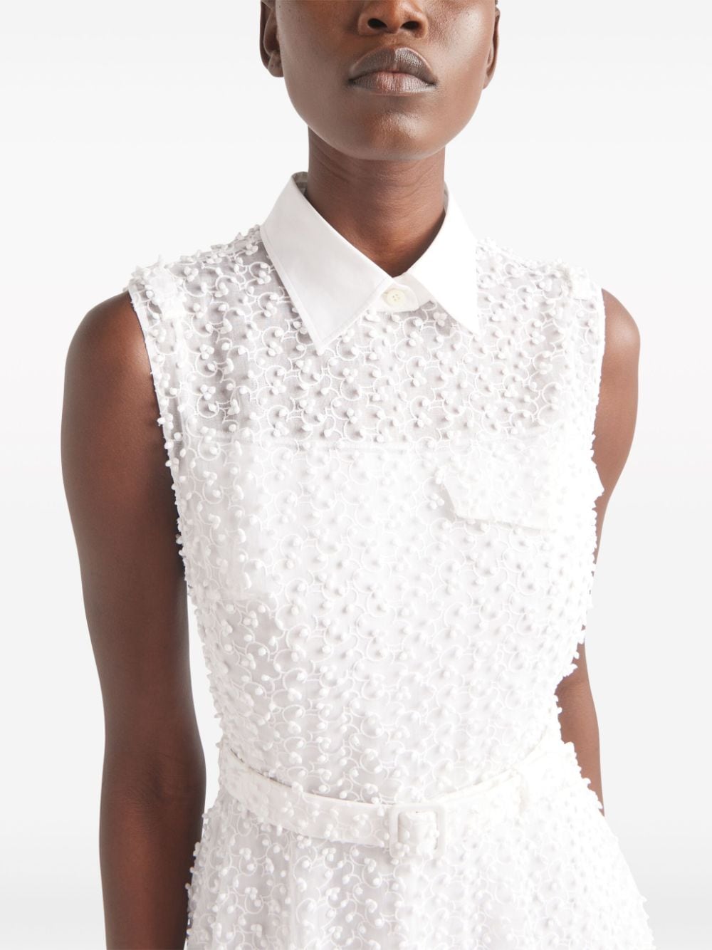 Shop Prada Superposé Sleeveless Midi Dress In White